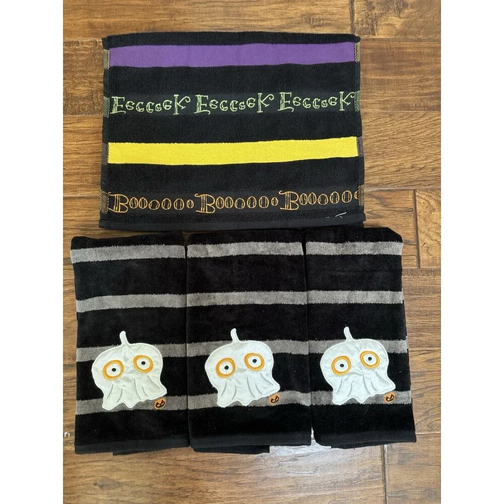 4* VTG Happy Halloween Hand Towels‎ 100% Cotton